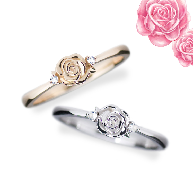きらめく誕生花と選べる誕生石シリーズ 薔薇リング Angelic Jewelry きらめく誕生花と選べる誕生石シリーズ 薔薇リング Angelic Jewelry