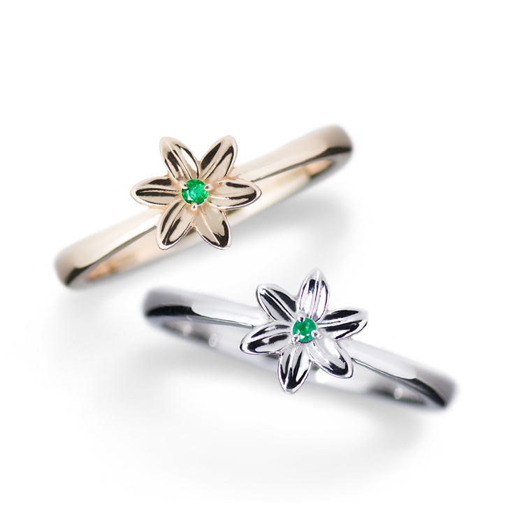 きらめく誕生花と選べる誕生石シリーズ クレマチスリング Angelic Jewelry きらめく誕生花と選べる誕生石シリーズ クレマチスリング Angelic Jewelry