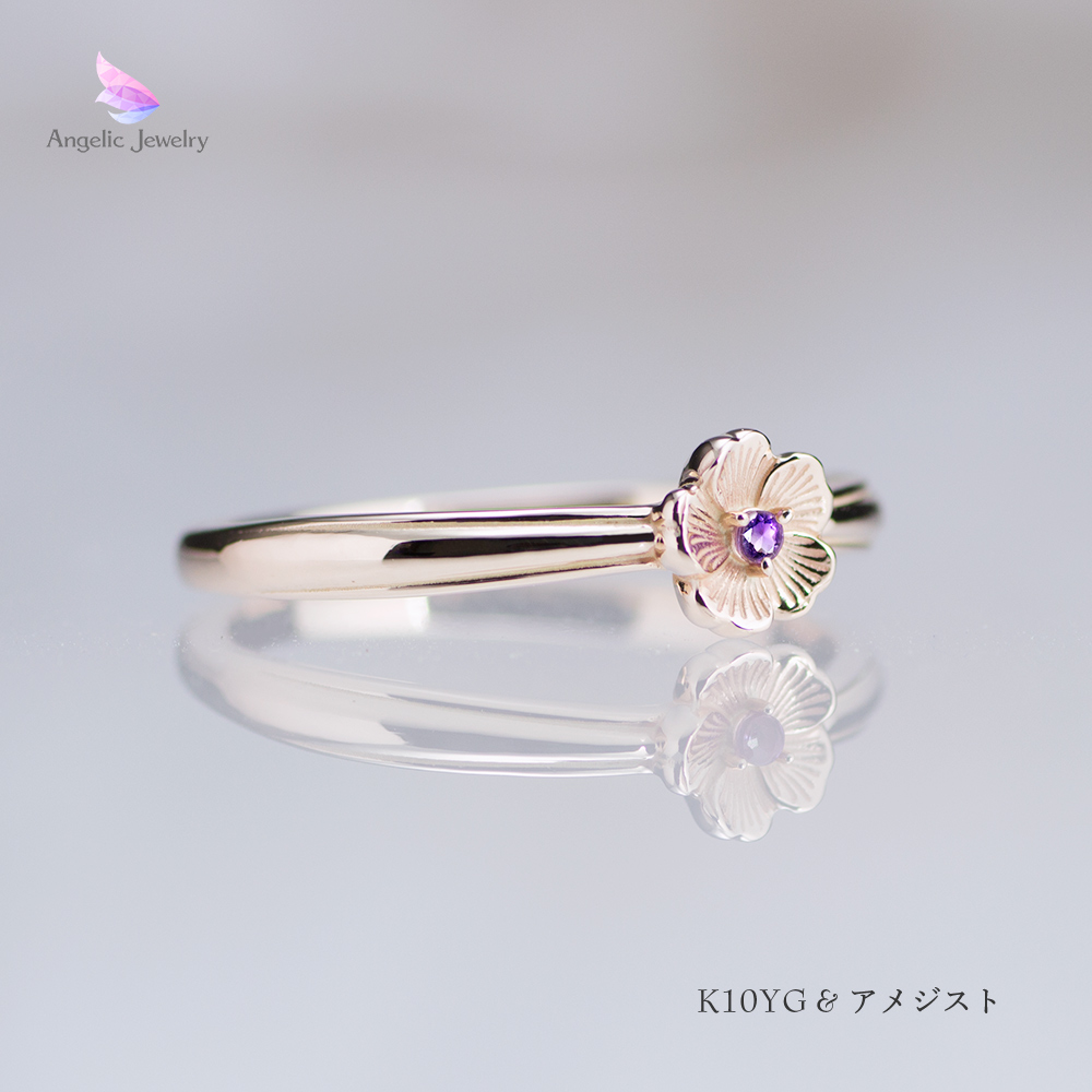 きらめく誕生花と選べる誕生石シリーズ ネモフィラリング Angelic Jewelry きらめく誕生花と選べる誕生石シリーズ ネモフィラリング Angelic Jewelry