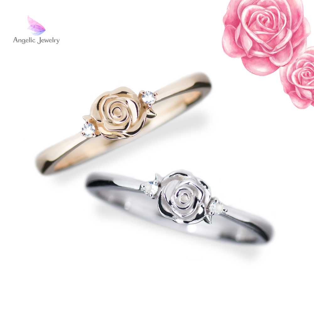 きらめく誕生花と選べる誕生石シリーズ 6月薔薇リング Angelic Jewelry