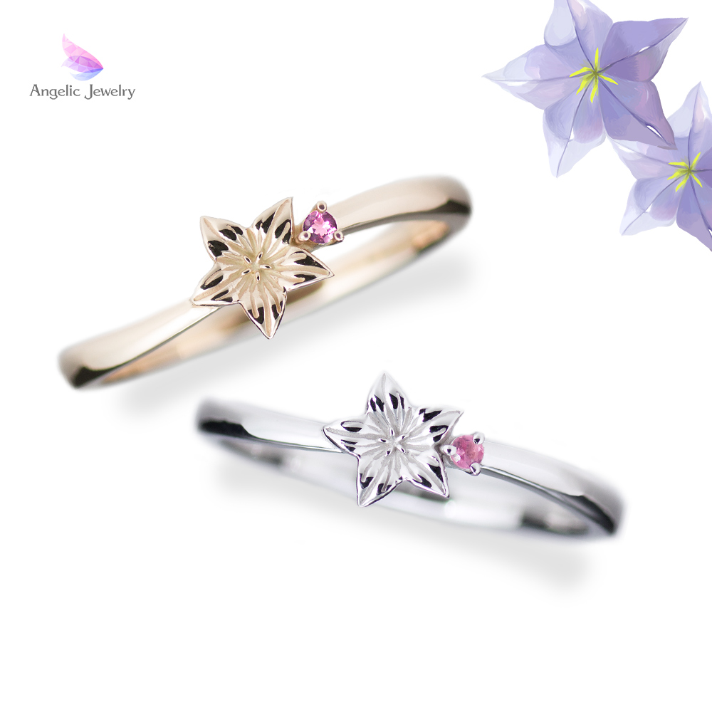 きらめく誕生花と選べる誕生石シリーズ 10月桔梗リング Angelic Jewelry