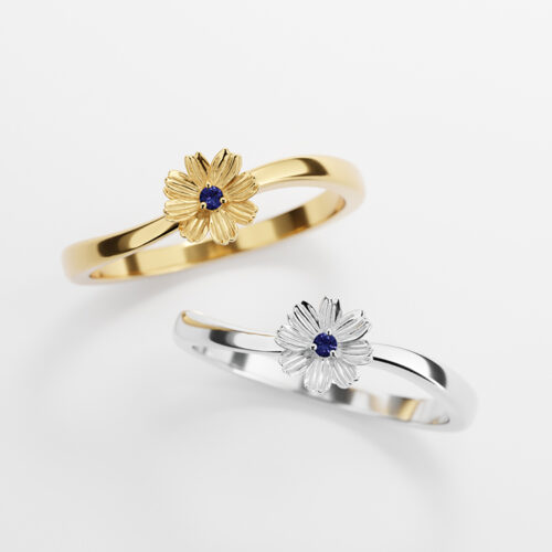 きらめく誕生花と選べる誕生石シリーズ -コスモスリング- Angelic Jewelry