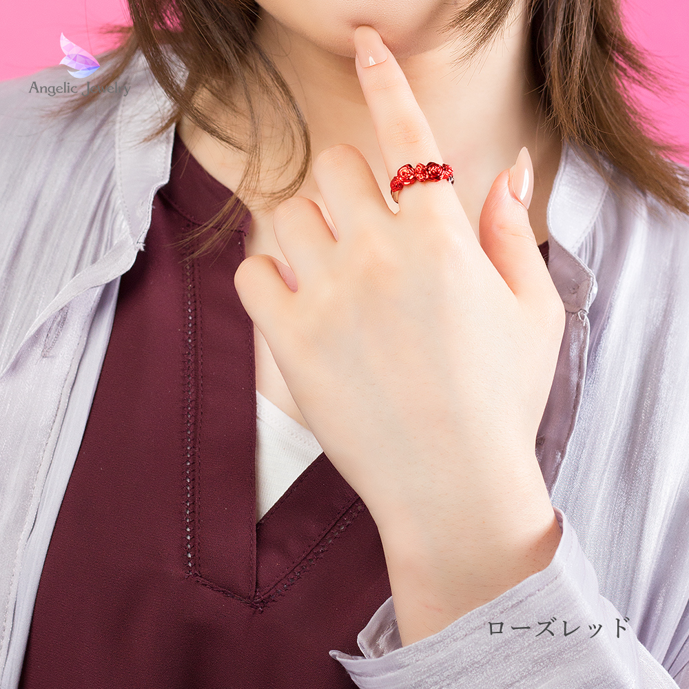 アメジスト ローズ バラ リング K18 指輪 花 唐草リング : ZION