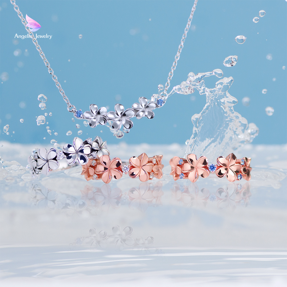 親愛の花 -プルメリアリング- Clear stone ver. - Angelic Jewelry