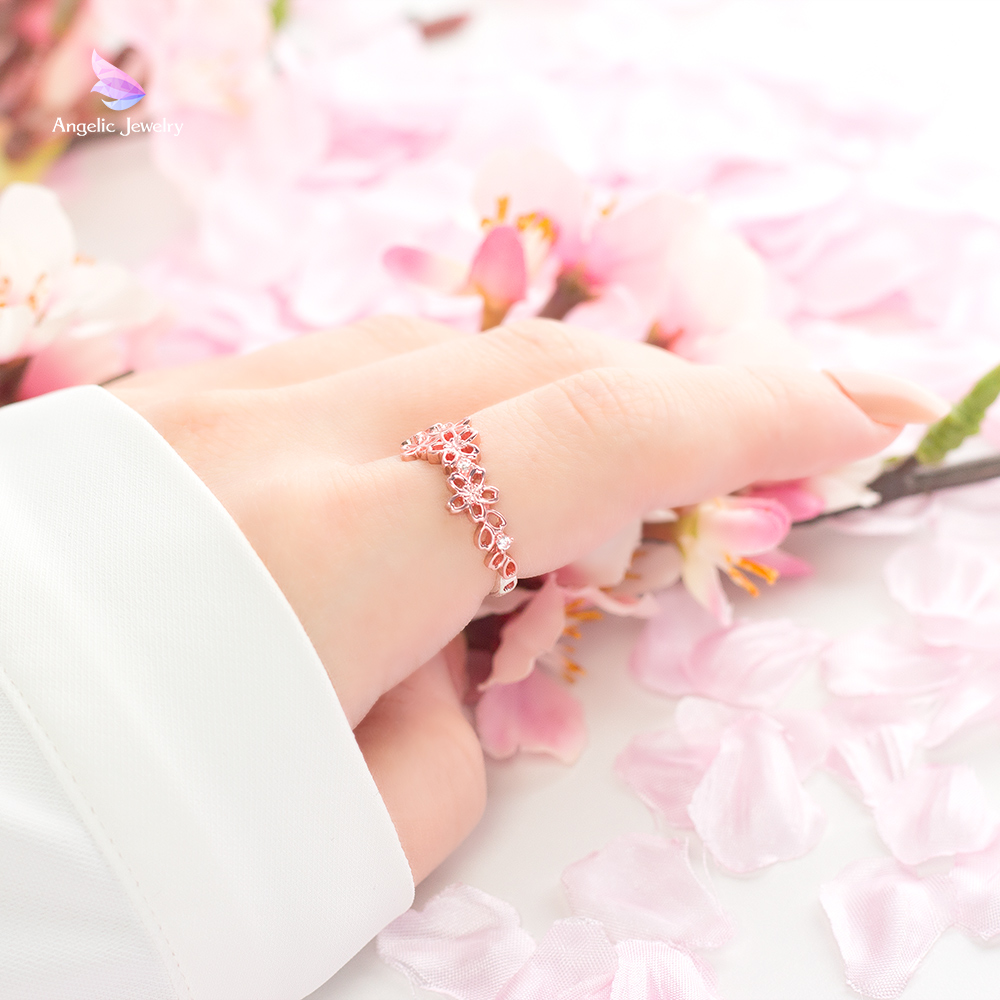 透かし桜リング（サクラピンク） - Angelic Jewelry