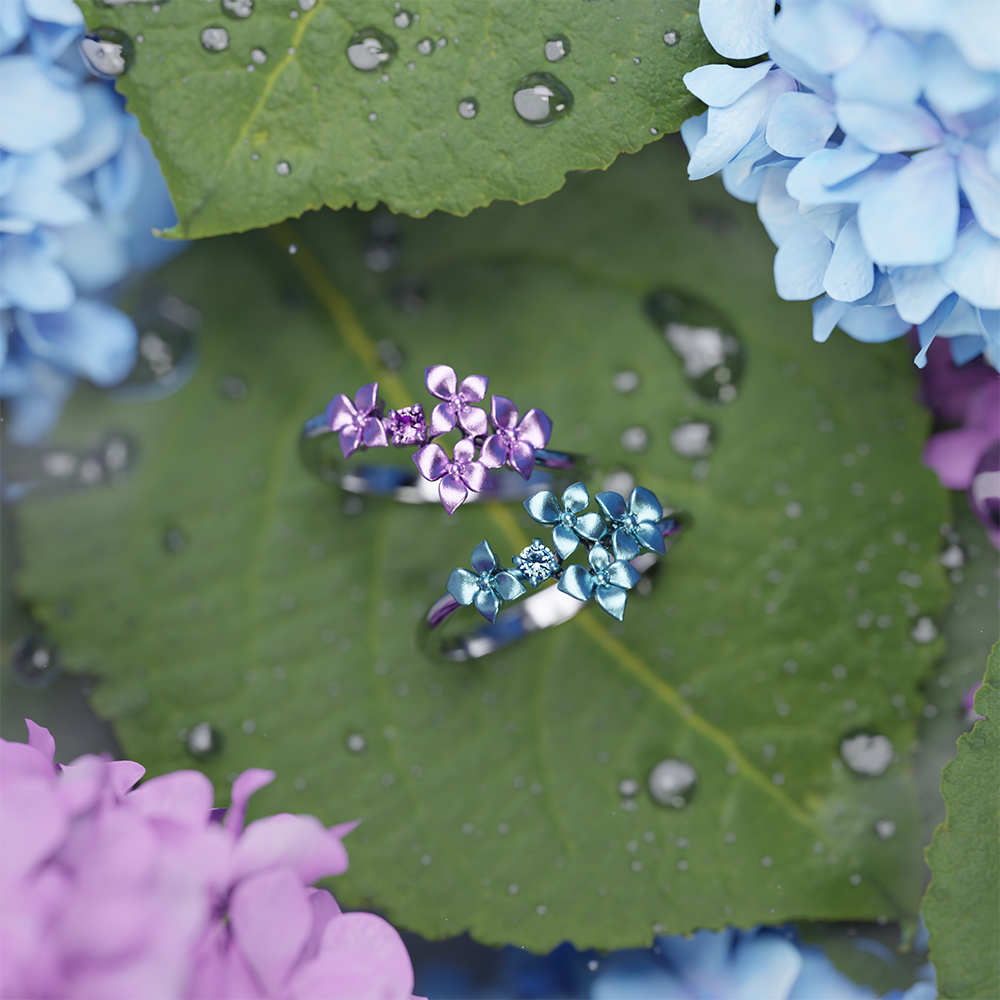 雨音の色彩 -紫陽花リング-