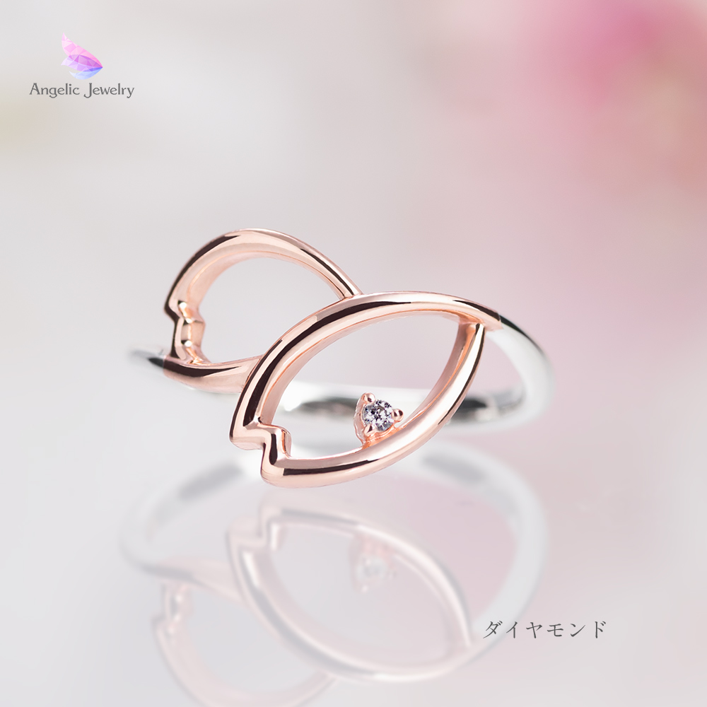 桜の花びらリング -Stone ver.- Angelic Jewelry