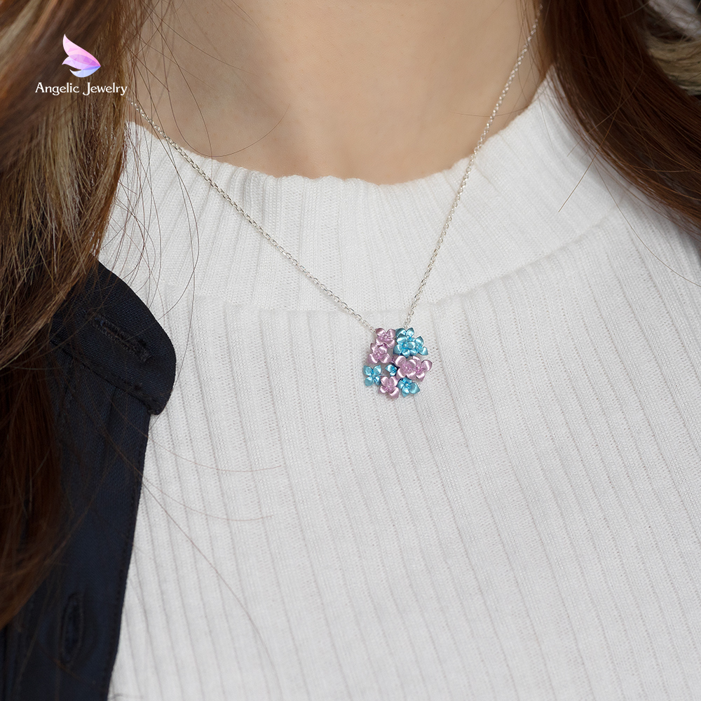 新品　贅沢　最高品質　無調色オーロラ彩凛ネックレス うつろう色彩 -紫陽花ネックレス- Angelic Jewelry