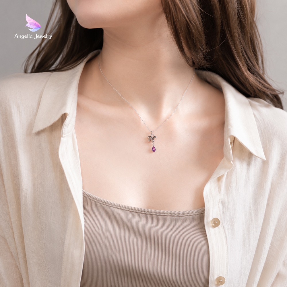 桔梗ティアドロップネックレス -アメジスト- Angelic Jewelry